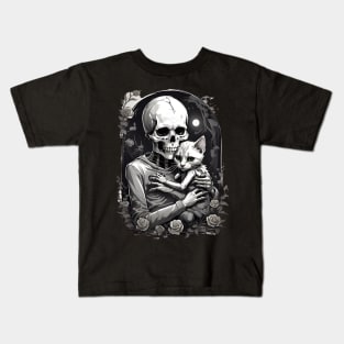 Skeleton Cuddle Cat Kids T-Shirt